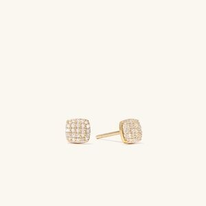 Mejuri Pave Diamond Cushion Studs in White Gold
